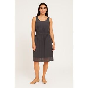 Banana Republic Silk Dress Sleeveless Gray Sheer Hem Pockets Casual Size‎ 4